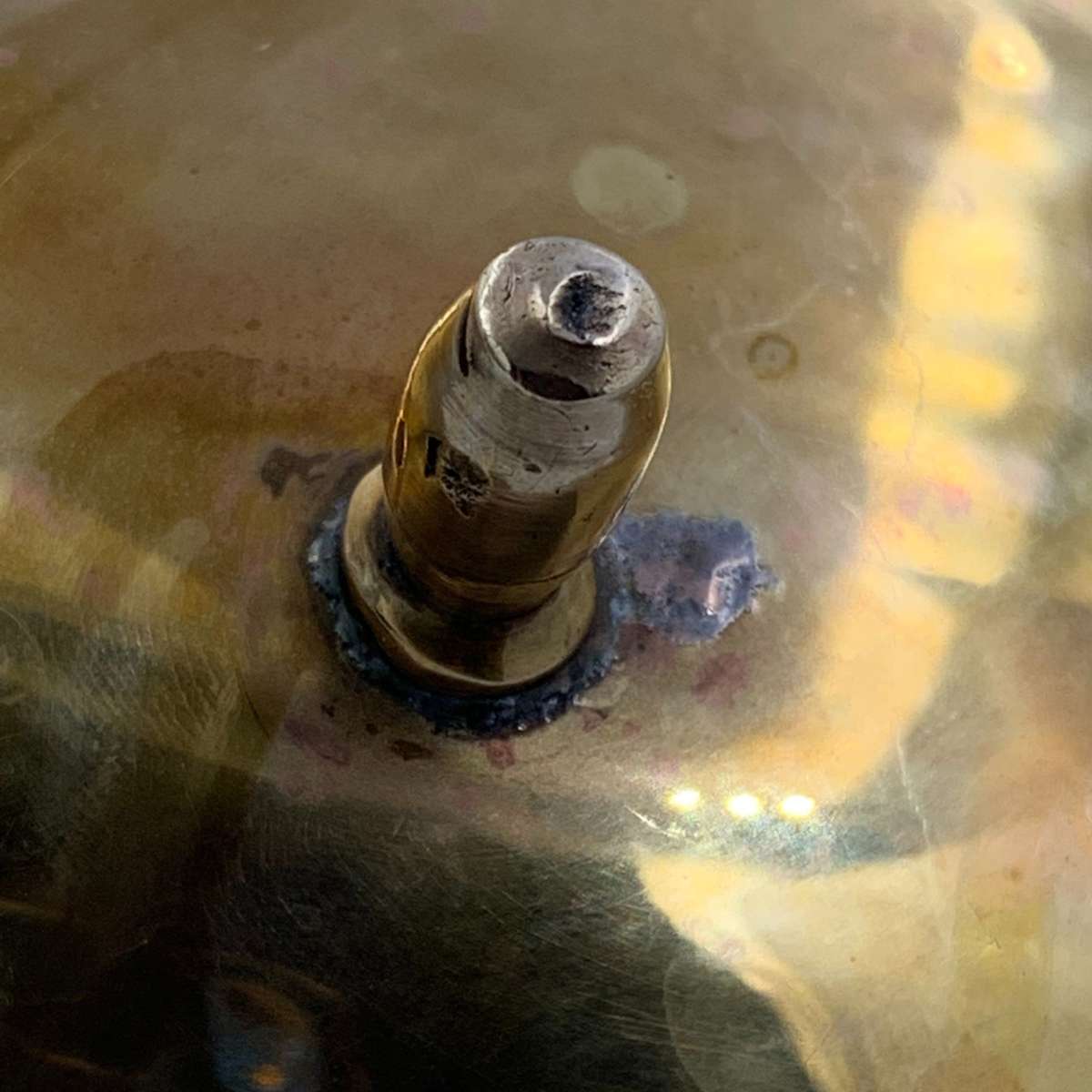 Antique Dutch Brass Toddy Kettle with Swiveling Wooden Handle