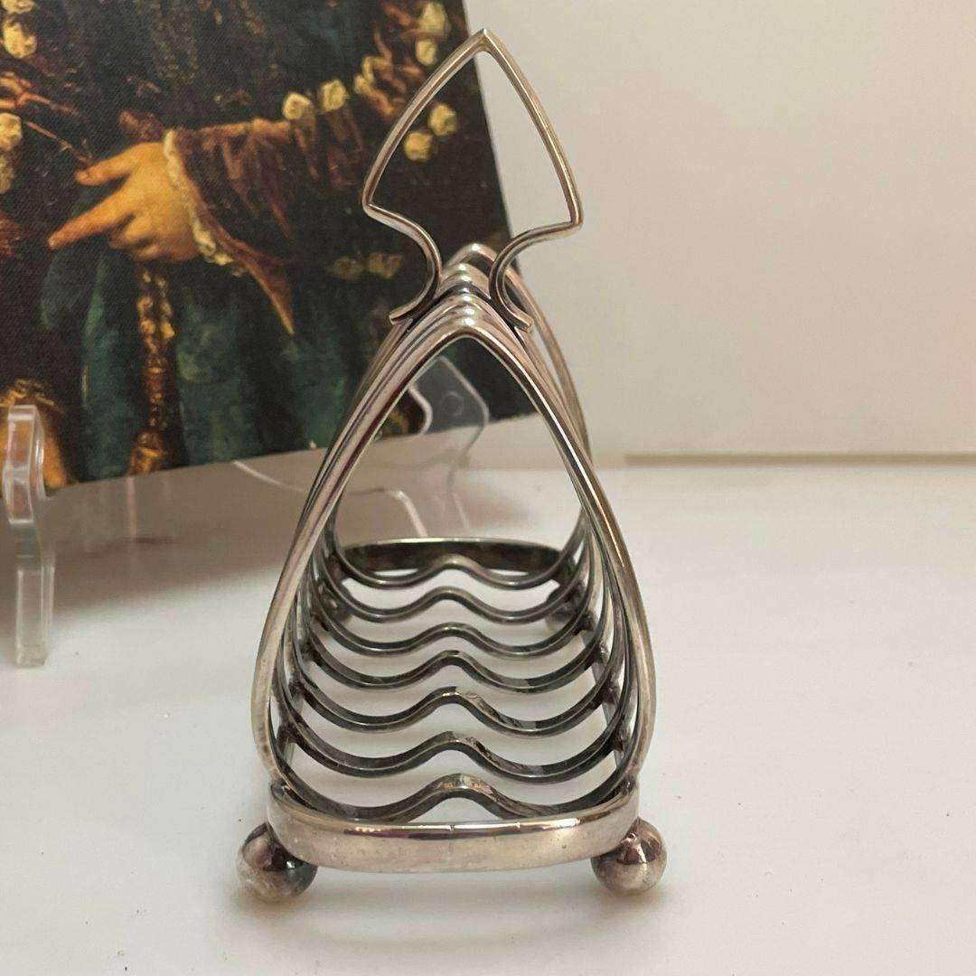Antique Heart Shaped Silver Plated Toast Rack  JB Mark Pattern 9686  6 Slice / Letter Holder