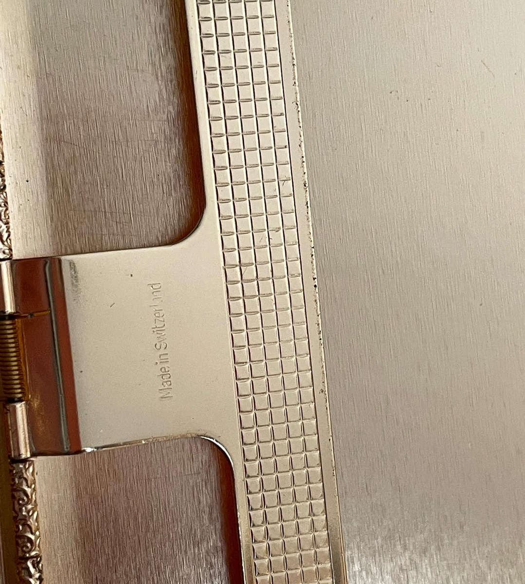 Vintage Gold-Plated Cigarette Case  Made in Switzerland  8.5 x 9 cm  Spring Hinge Working