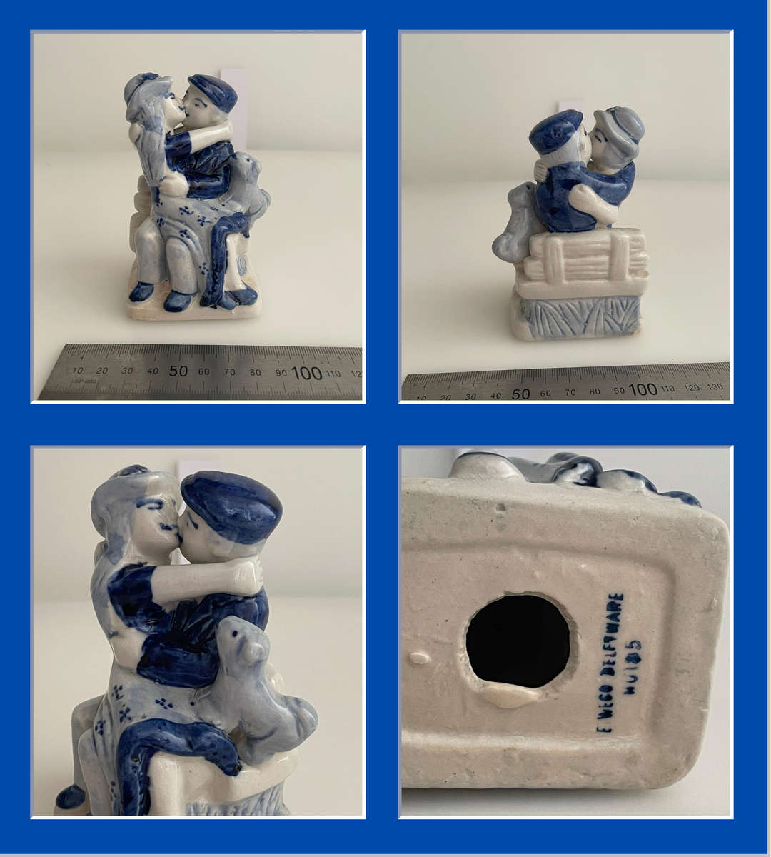 Lot of 9 Vintage Blue & White Porcelain Figurines  Delftware, Holland Style, Victorian, Japan  Mix