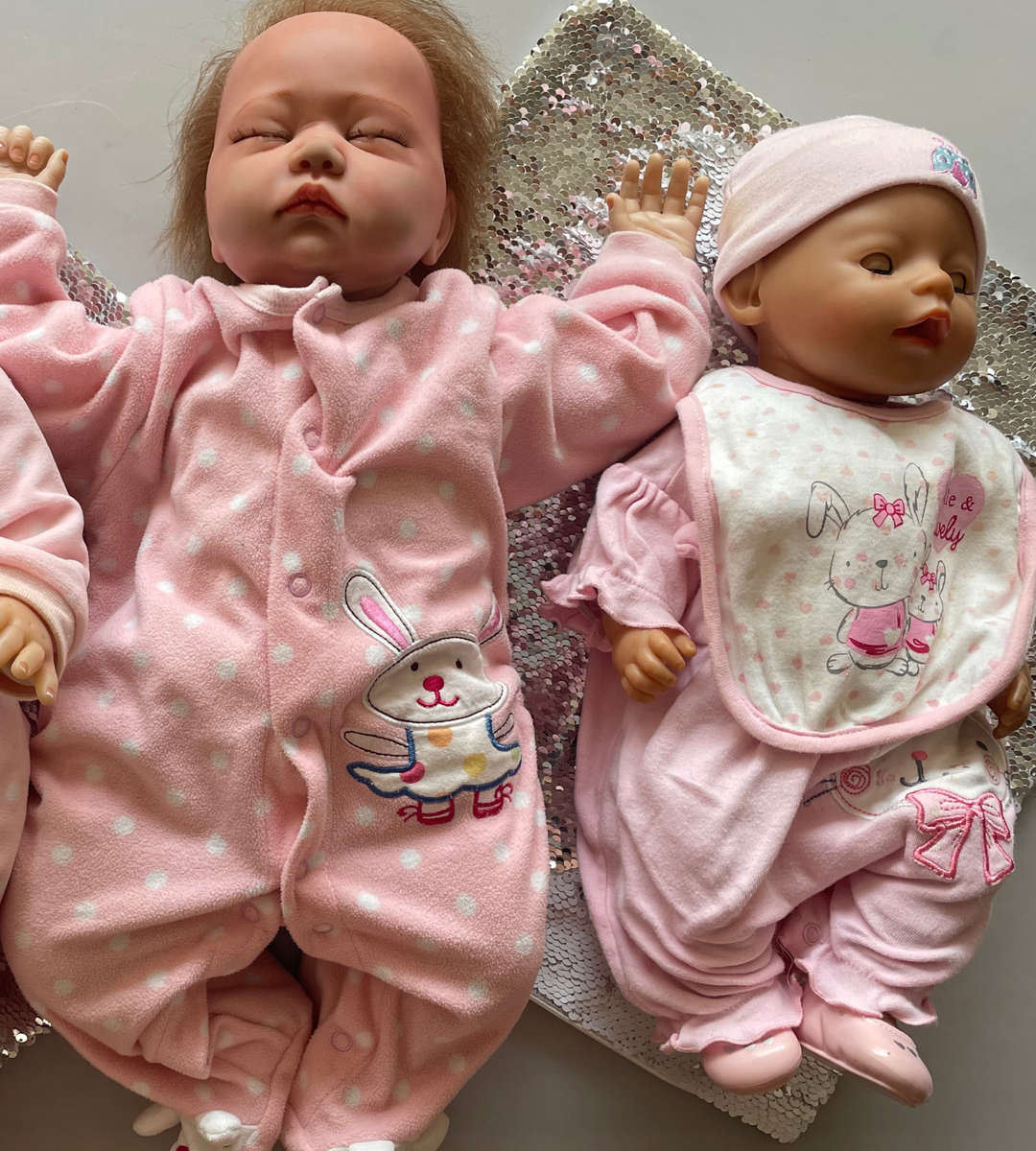 Collection of 3 Dolls: 2 Reborn 55cm Realistic Handmade Silicone Vinyl Dolls & 1 Baby Born Interacti