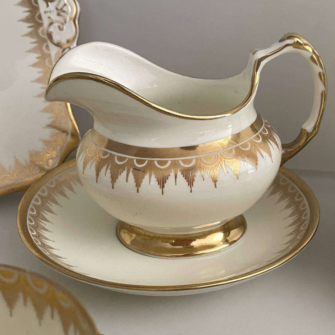 Vintage Art Deco Plant Tuscan China Tea Set  22K Gold Gilded  Circa 1936+  Made in England  23 P