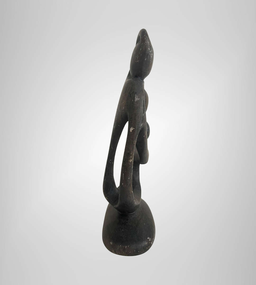 Vintage 1980s Shona Family Sculpture  Hand-Carved Serpentine Stone  Zimbabwe  20cm