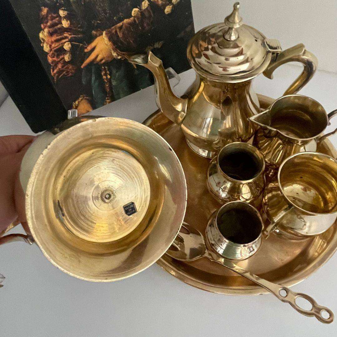 8 Piece Solid Brass Décor Lot with Tray  Approx 1750g
