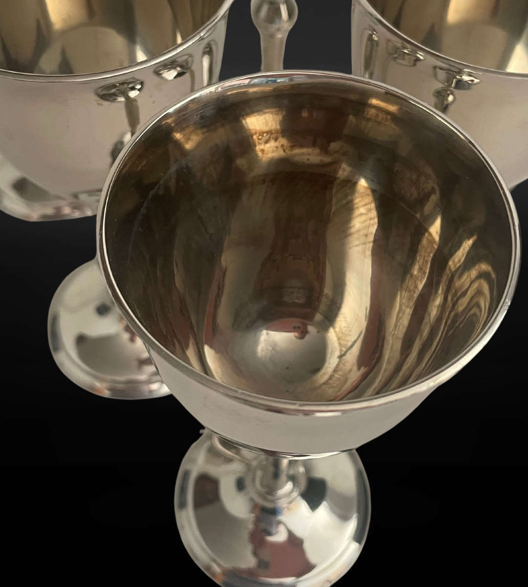 Bargain - Heavy Set of 6 Silver-Plated Stainless Steel Wine Goblets  16cm High