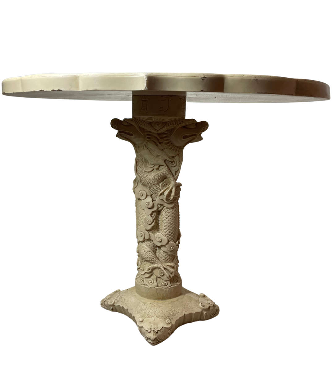 Vintage 1960s Oriental Carved Resin Side Table | Chinese Village Scene | - Discounted