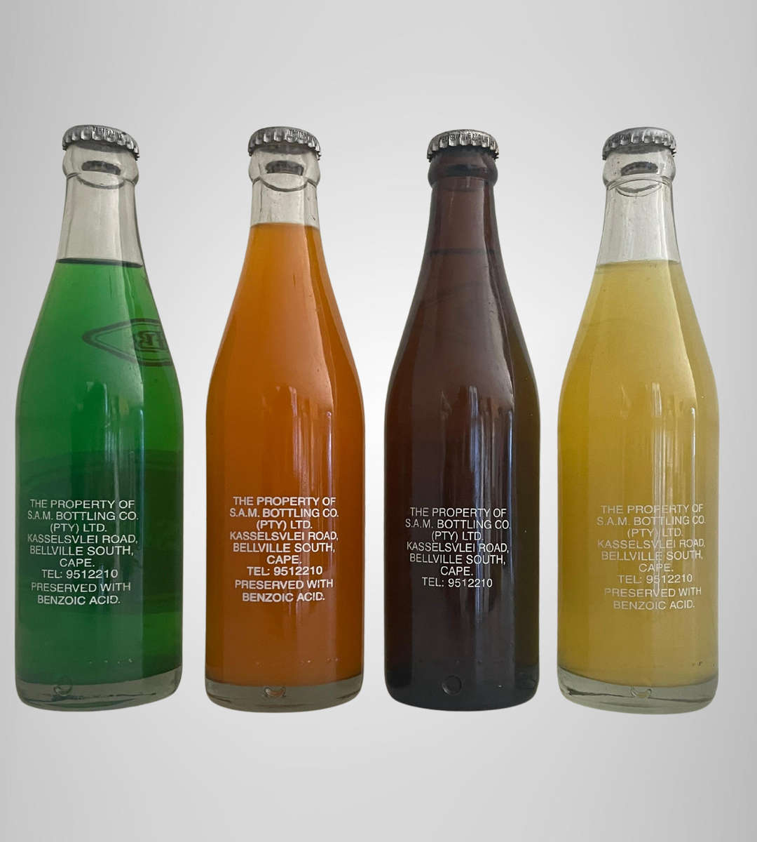 Classic Set of 4 Vintage Bashews Soft Drink Bottles