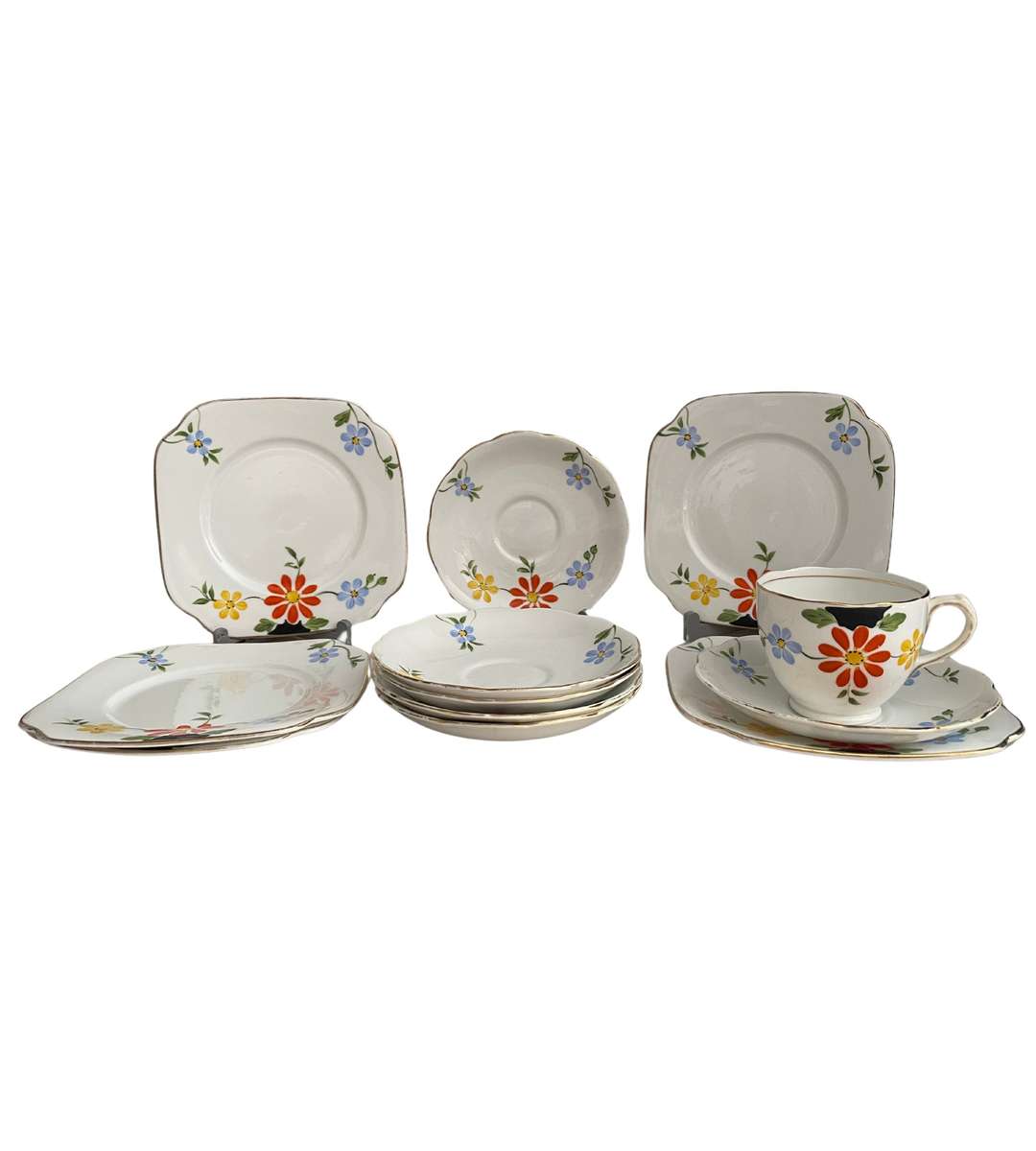 12-Piece Bell China Art Deco Set  Hand Painted, 1930s (1936-1966, England)- Reduced