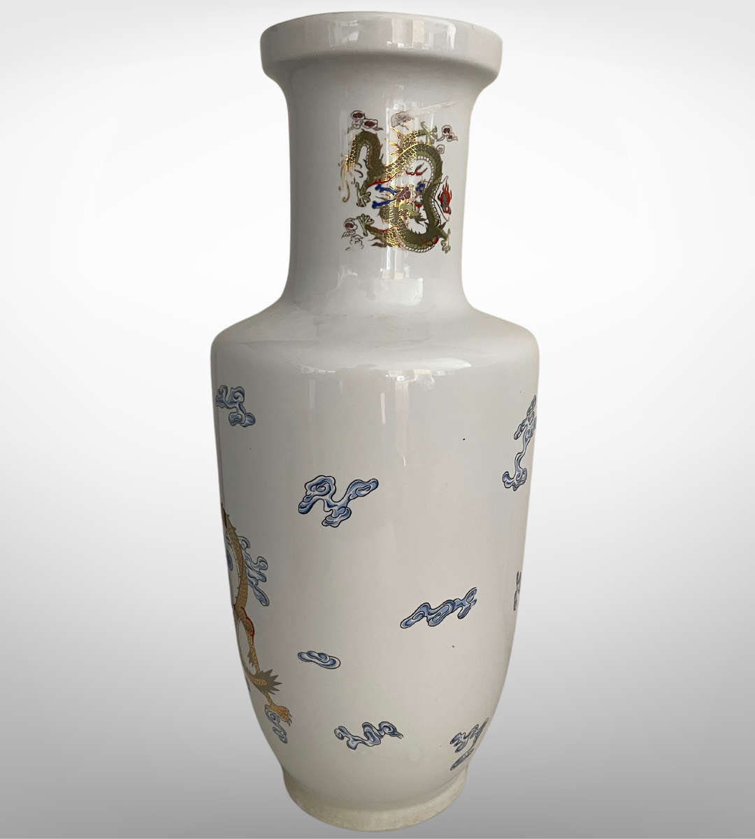 Huge 47cm Chinese Golden Dragon Porcelain Vase  5-Clawed Design