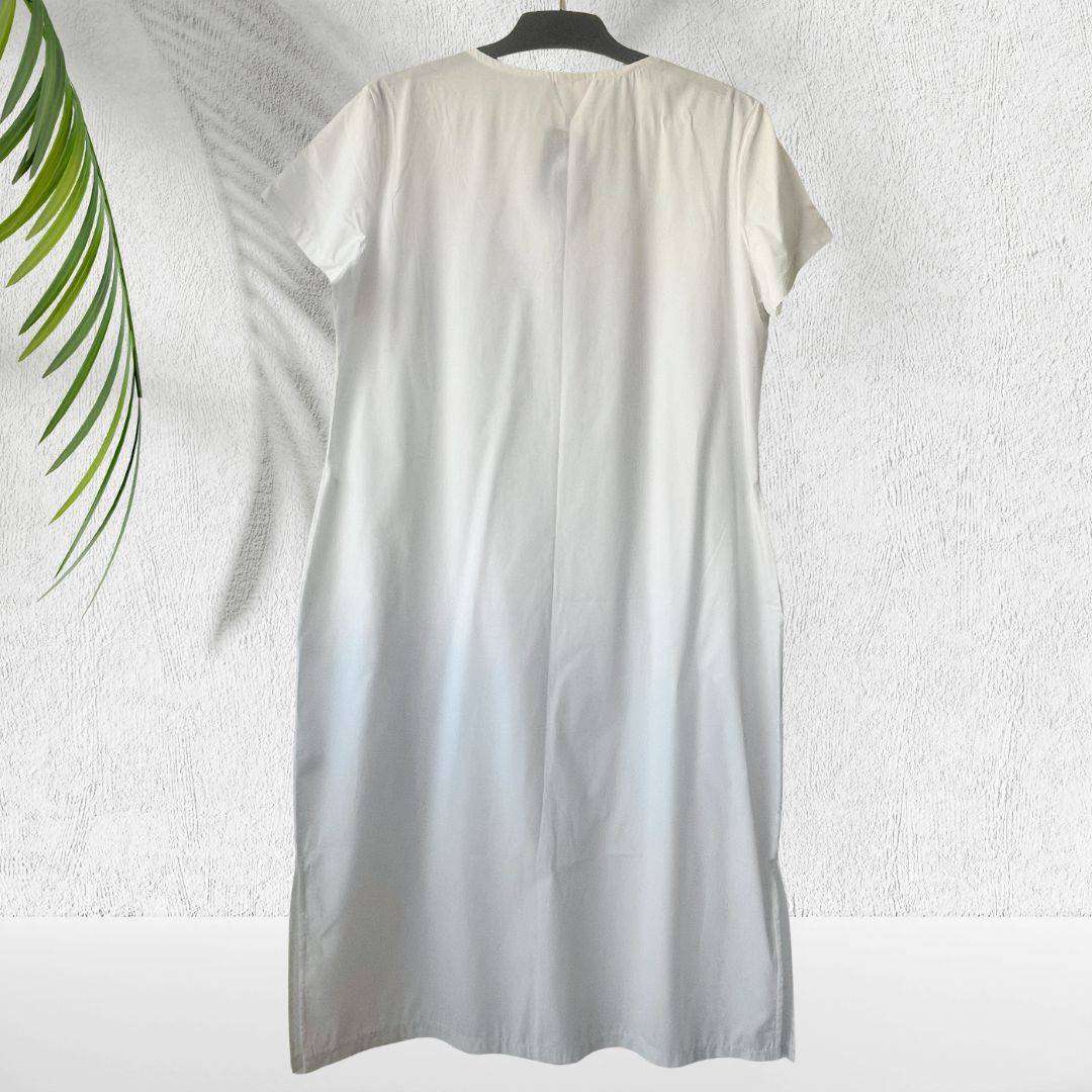 White Cotton-Linen Maxi Sleepwear Dress with Side Slits & Pockets  Size Large (Fits SA 40-42)  R85