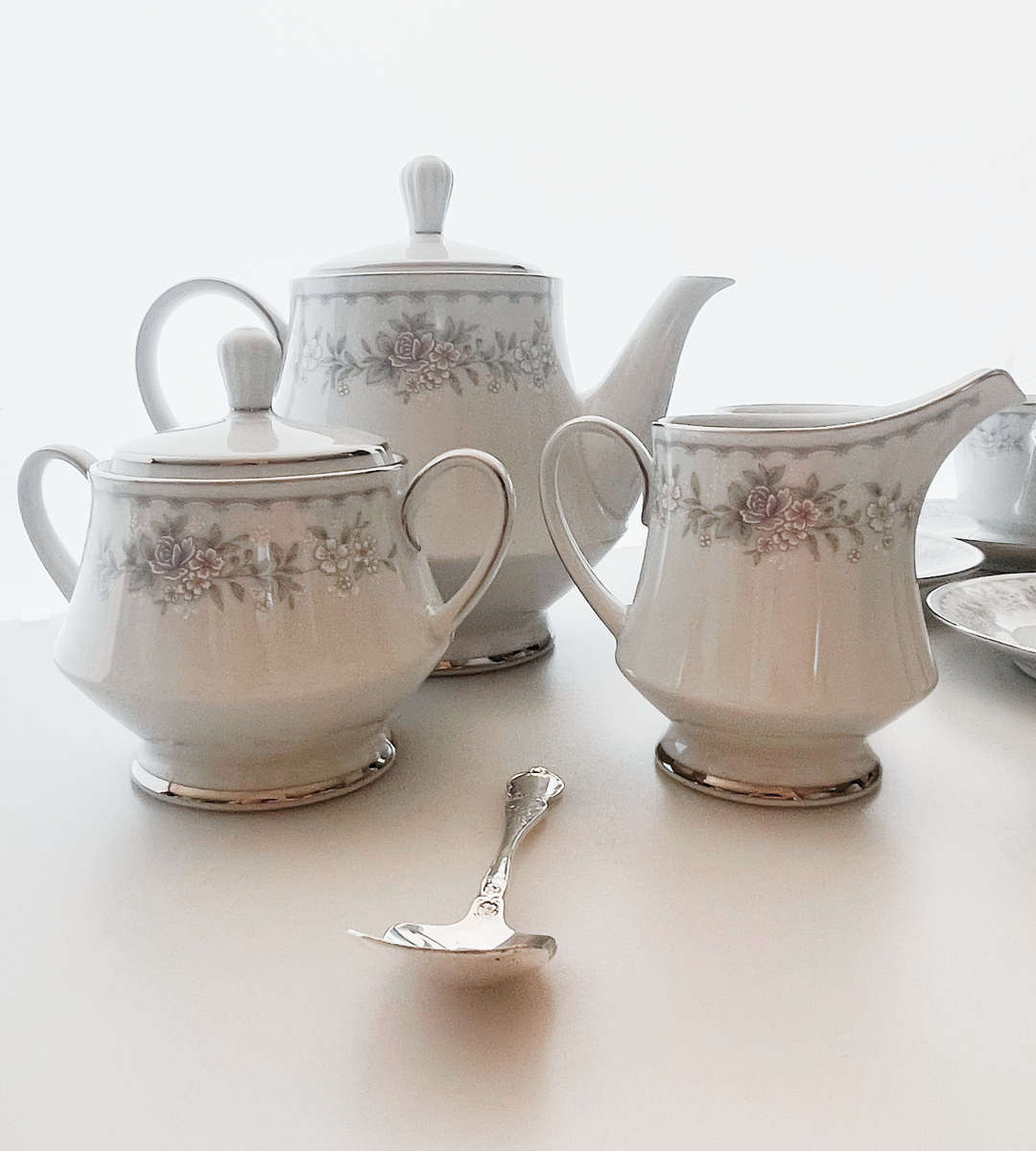 Vintage 25-Piece Noritake Fine China Set -Platinum Trim  Service for 10