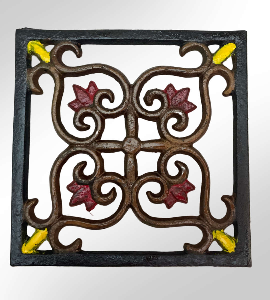 Rustic Farmhouse Kitchen Décor Set - Cast Iron Rooster Trivets, Ceramic Tile, and Squirrel Door Stop