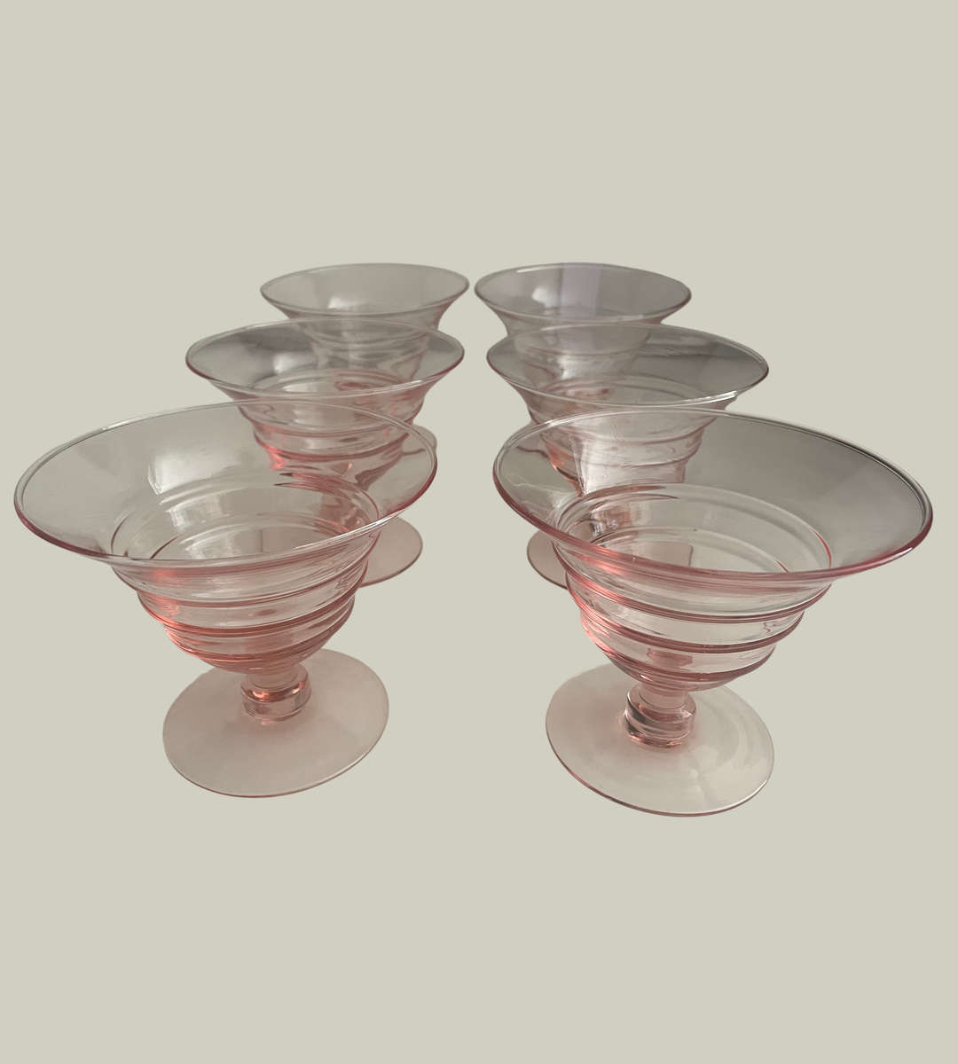 Set of 6 Vintage Pink Dessert Coupe Glasses  Princess House Pastel Parfait