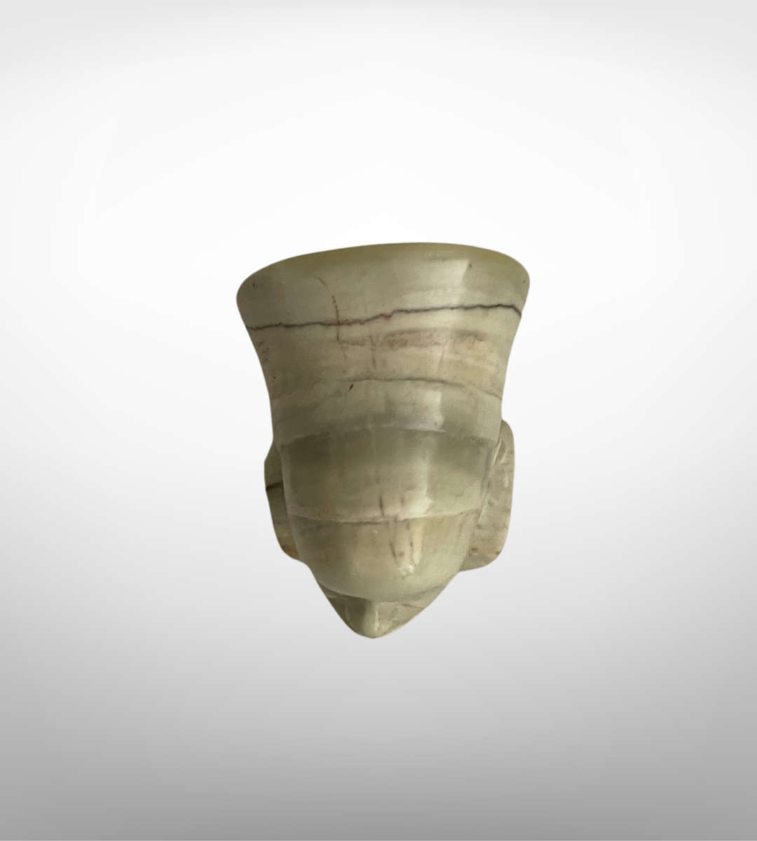 Small 8cm Hand-Carved Shona Bust  African Tribal Ethnic Lady in Natural Green Stone