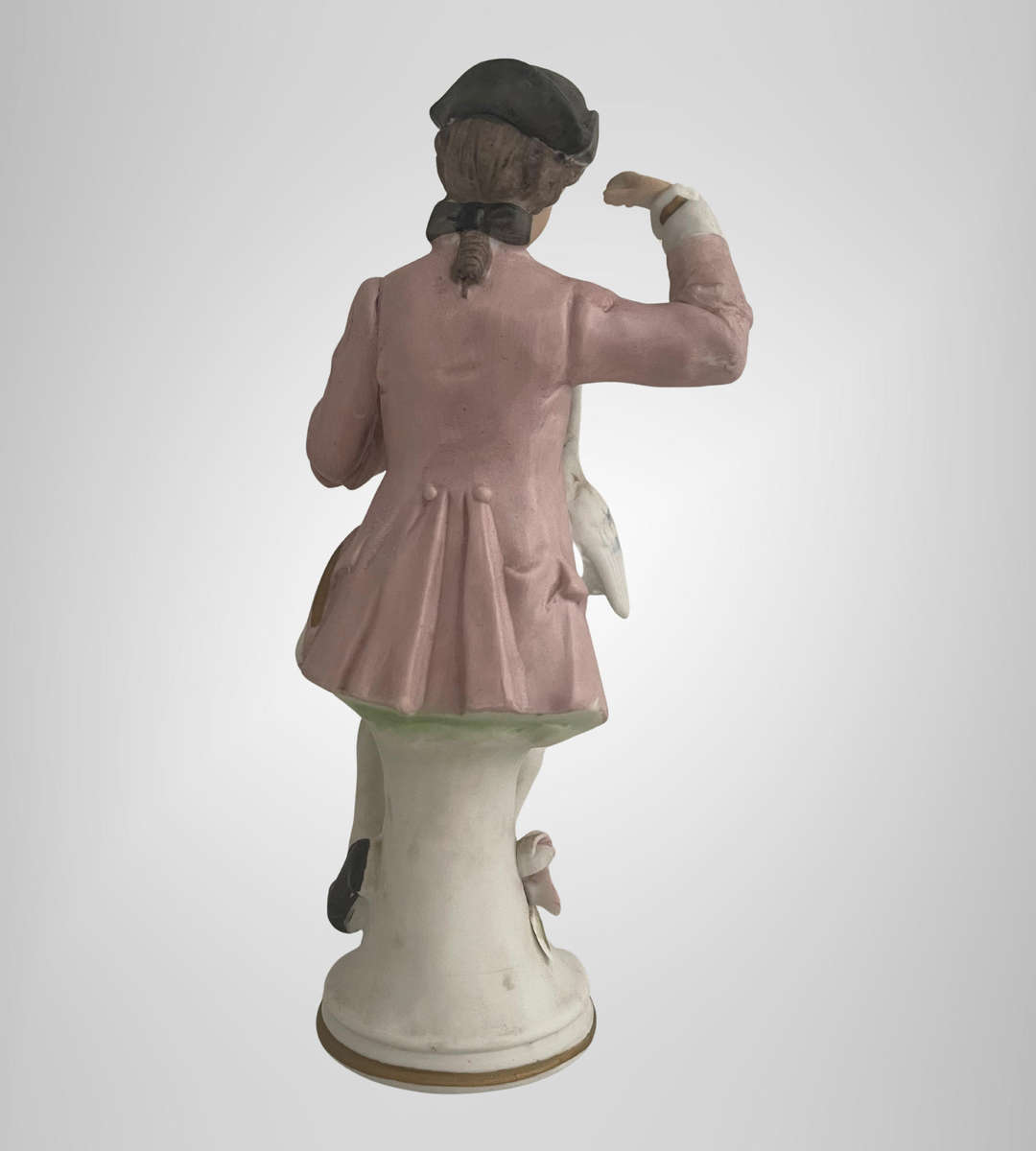 R1 Start- Vintage Norleans Japan Porcelain Figurine  Colonial Man with Swan