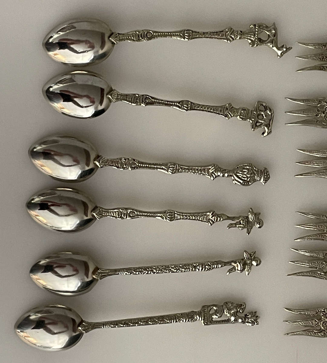 Vintage Italian Baroque Sweet Service Cutlery Set  12-Piece (6 Forks & 6 Teaspoons)  1950s
