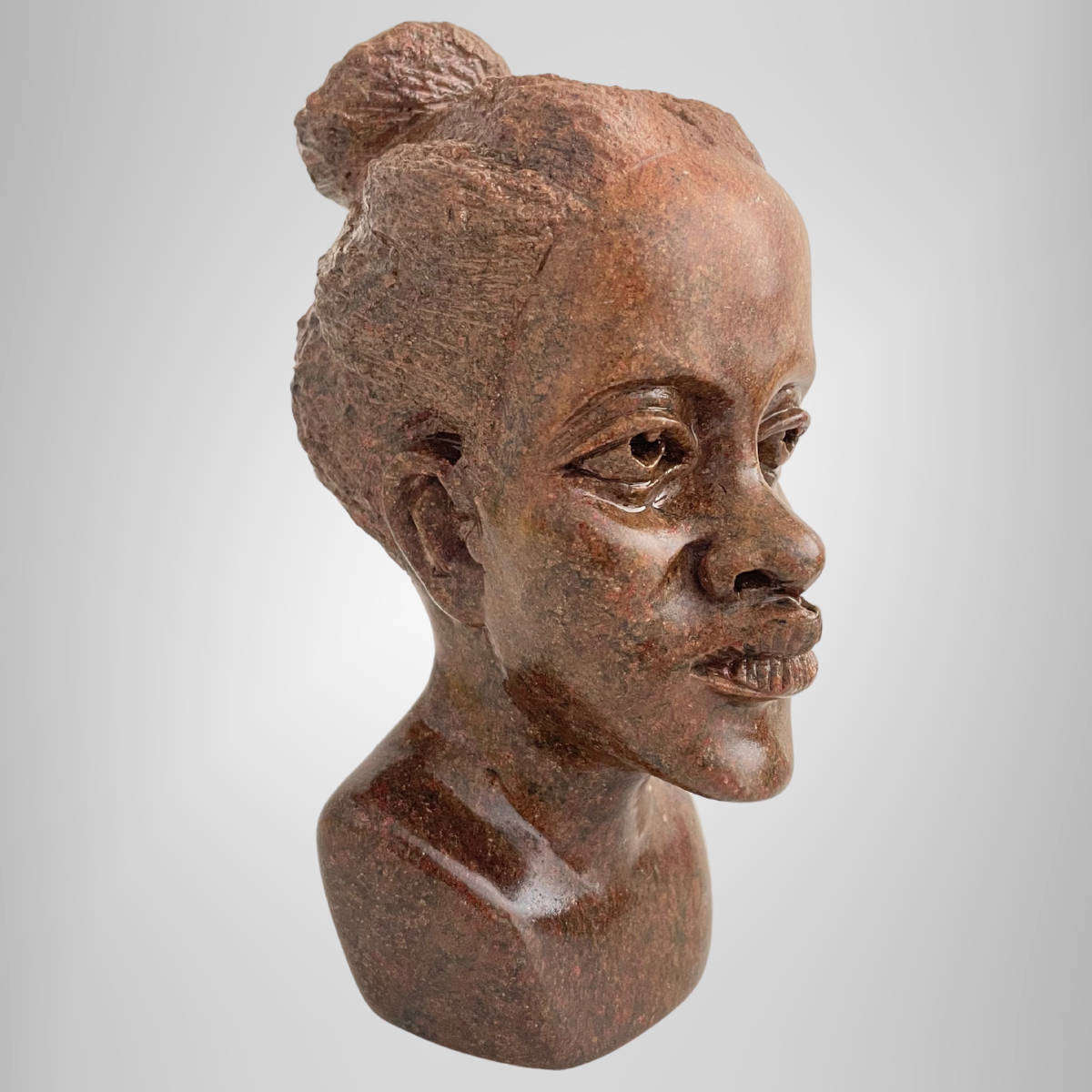 Heavy Vintage African Soapstone Bust  Hand-Carved Female Figure  17 cm  Heavy and Detailed