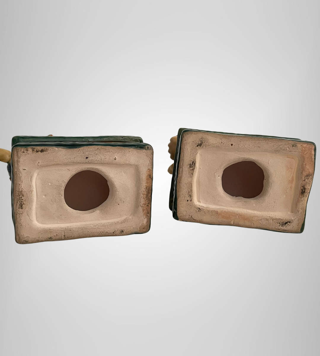 Exquisitely Detailed Small 12.5cm Ceramic Foo Dogs on Plinths (Pair)