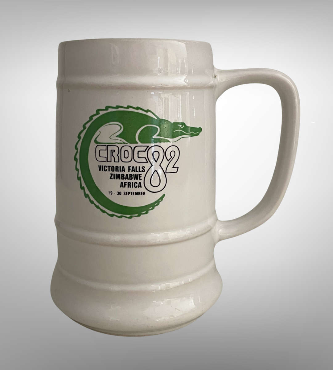 Vintage Norbel Zimbabwe Ceramic Beer Mug  CROC 82 Victoria Falls Africa Collectible