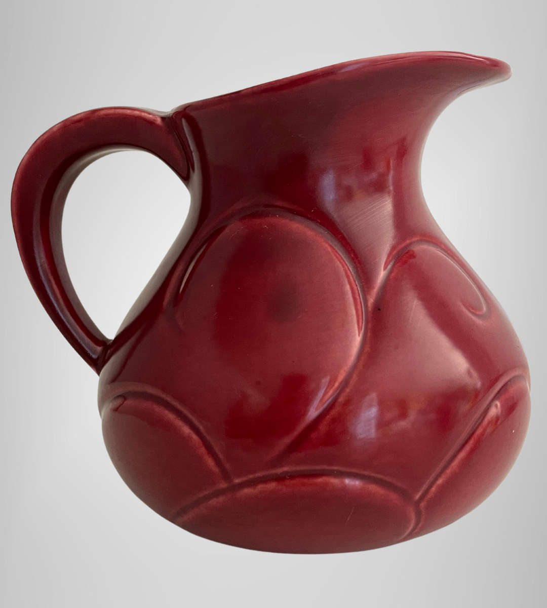 Vintage Lucia Ware Pottery Jug  1970s Boksburg East  McCoy Burgundy  17cm Tall