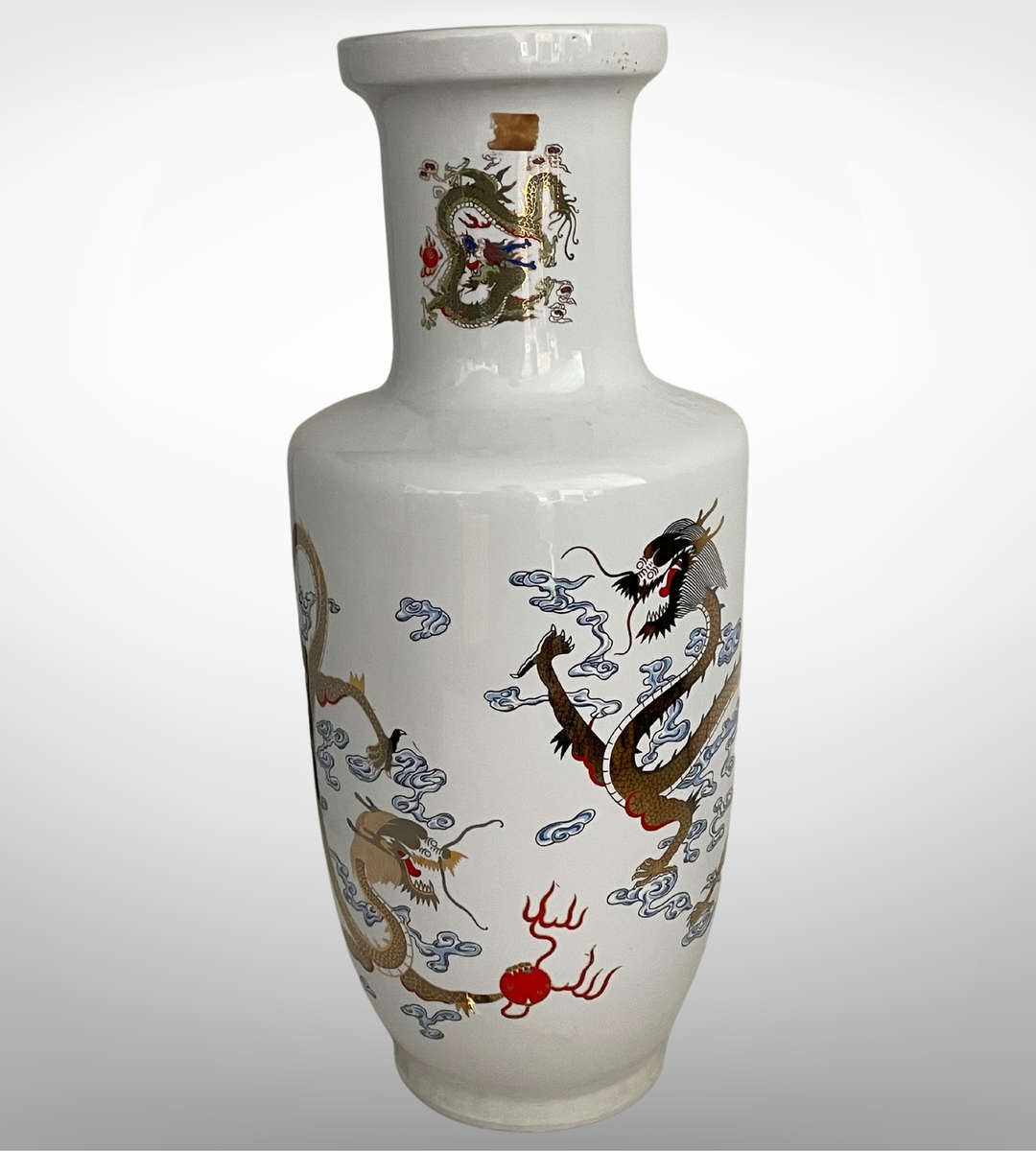 Huge 47cm Chinese Golden Dragon Porcelain Vase  5-Clawed Design