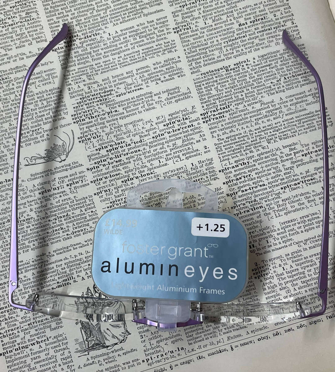 Foster Grant Alumineyes +1.25 Lightweight Aluminium Frame Lilac Spring Hinges