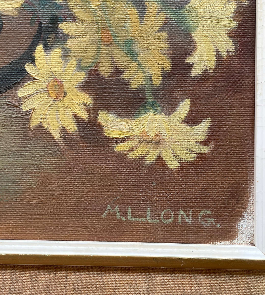 Vintage Still Life Oil Painting by M.L. Long  Framed, 59cm x 70cm