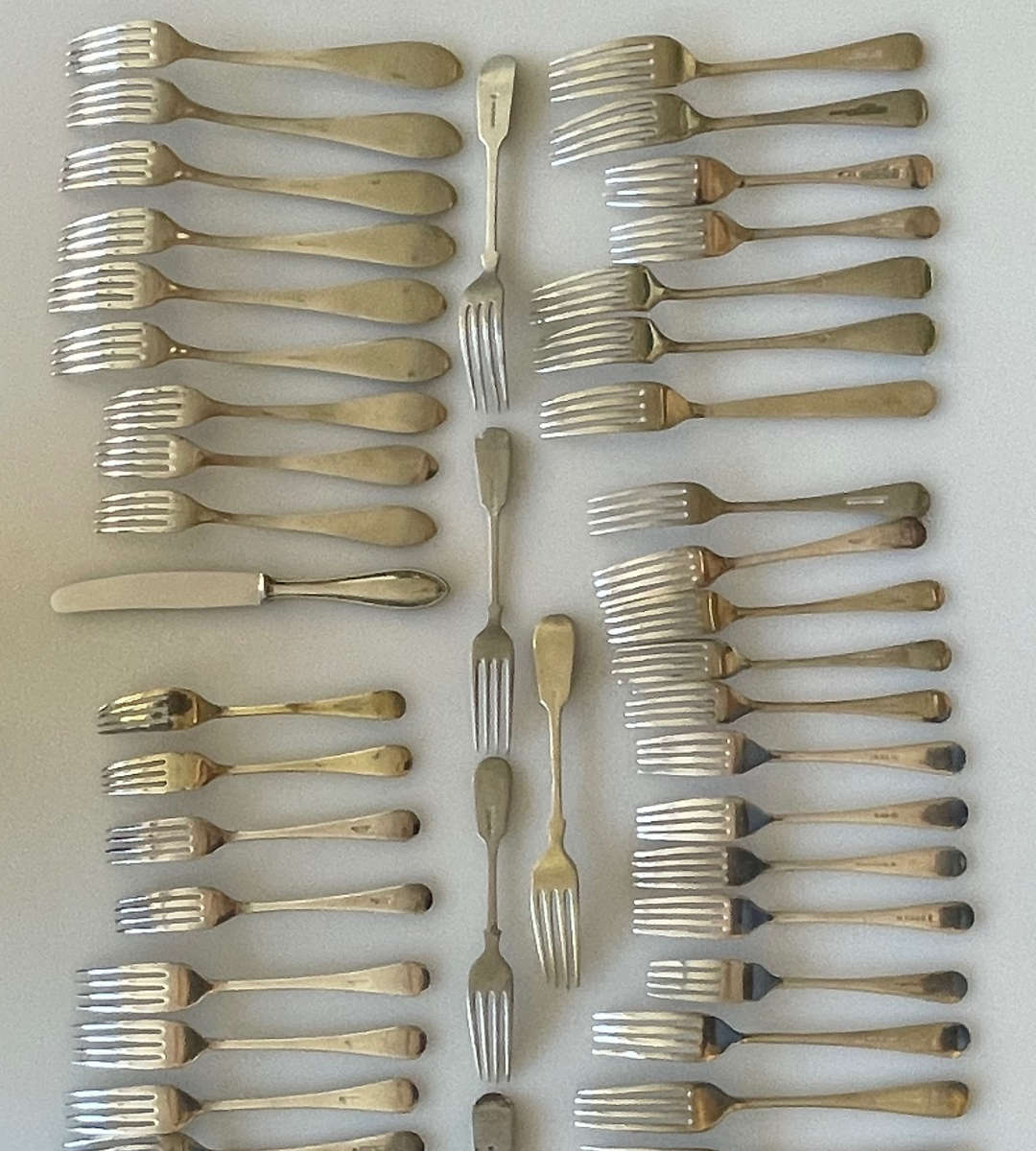 Rare Collection of 85 Antique & Vintage Silver-Plated and Nickel Silver Forks - Wellner, JR & Sons,