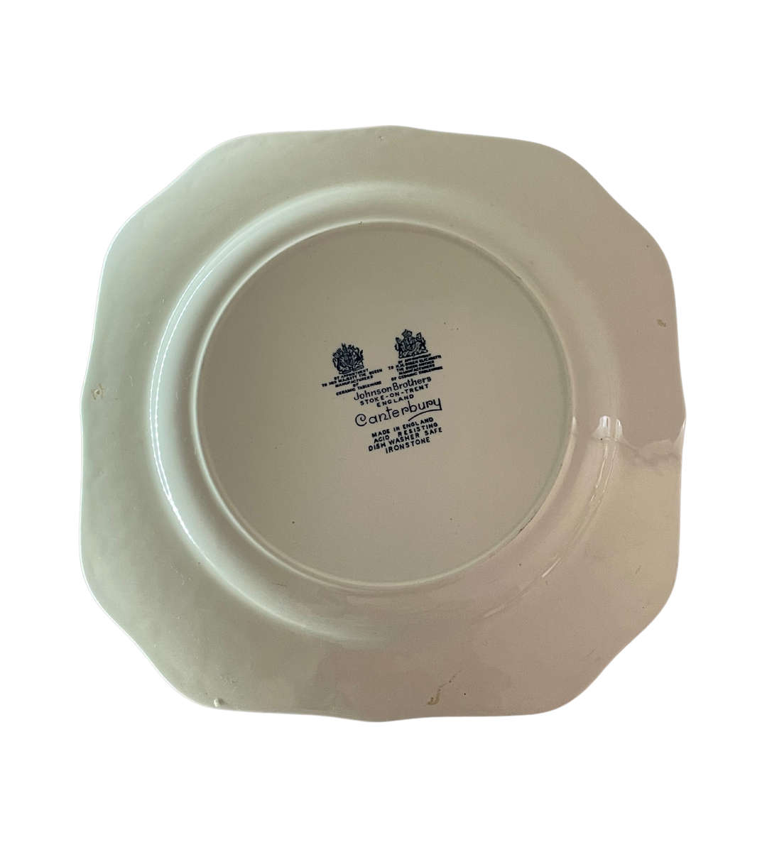 Johnson Brothers England Canterbury Plate | Blue & White Octagonal | 1794 Scene