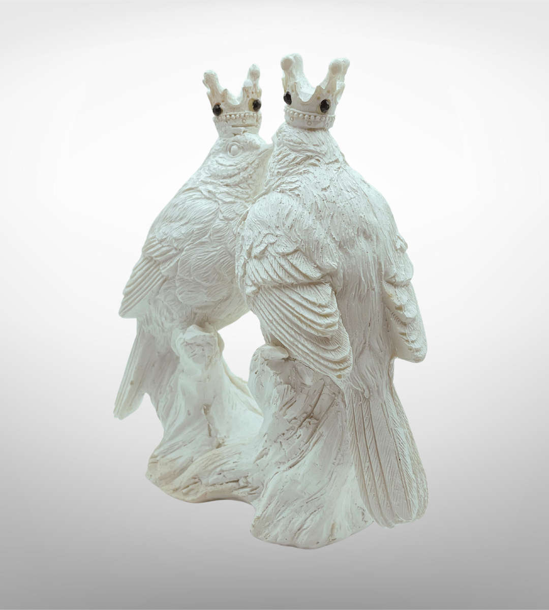 Clearance - Crowned Lovebirds Figurine | Romantic Wedding Gift | 16cm