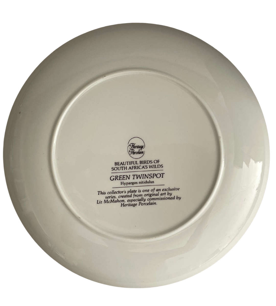 Heritage Collection "Beautiful Birds of South Africas Wilds" Plate - Green Twinspot Birds Design