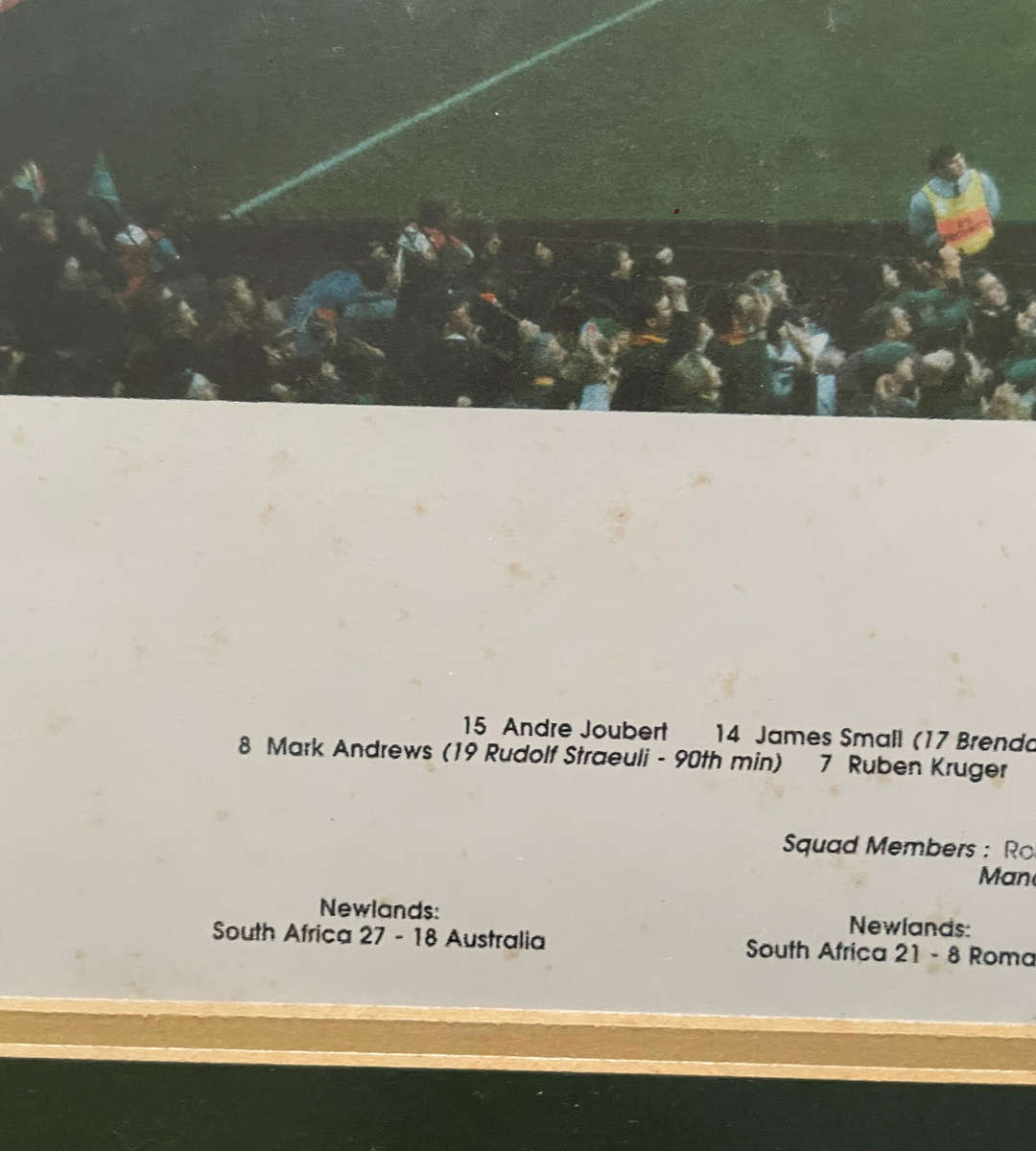 1995 Rugby World Cup Final Signed Photo by Joel Stransky  Framed, Large 117cm x 60cm