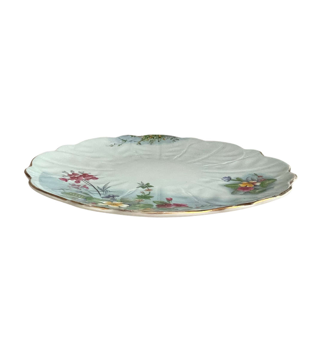 Aynsley Bone China Dessert Platter  Water Lily Leaf Design, 1939-1972, 27cm, Scalloped Edge