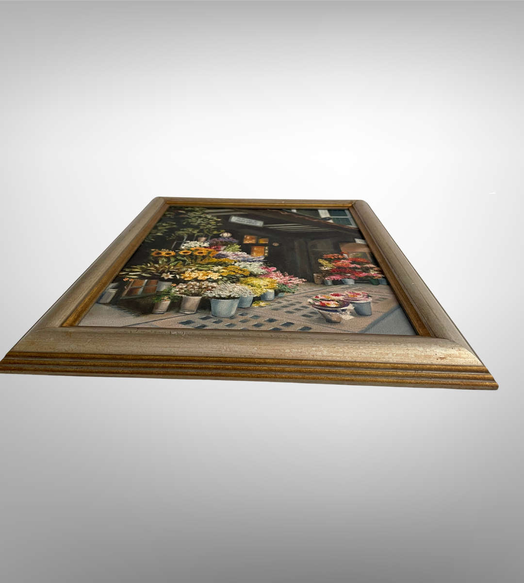 "Flowers by Paula Pryce" - Original Oil Painting by Eleni (2001) | Floral Shop Scene on Stretched