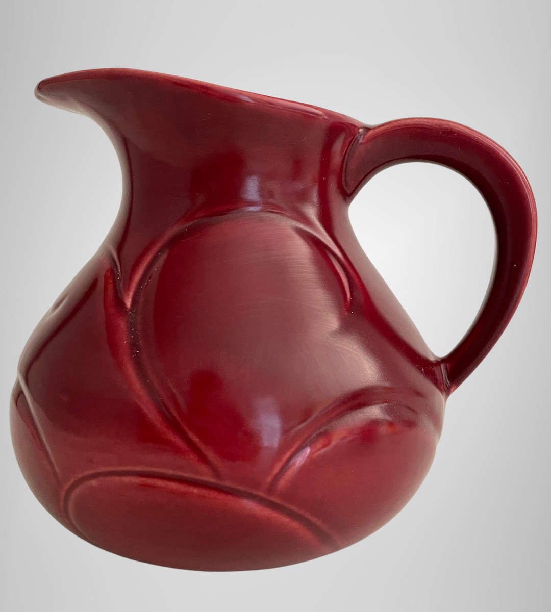 Vintage Lucia Ware Pottery Jug  1970s Boksburg East  McCoy Burgundy  17cm Tall