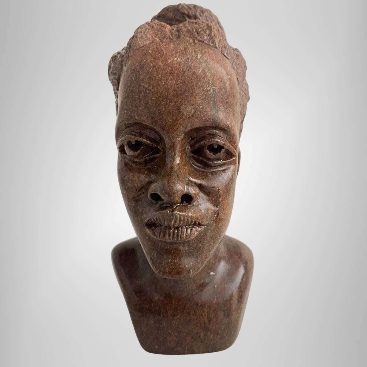 Heavy Vintage African Soapstone Bust  Hand-Carved Female Figure  17 cm  Heavy and Detailed