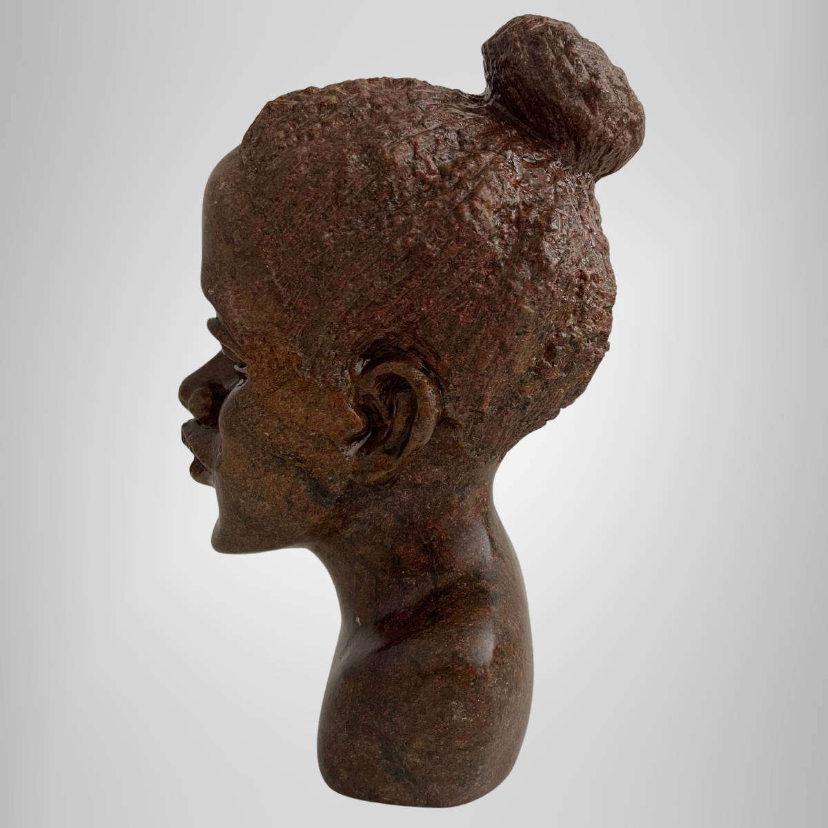 Heavy Vintage African Soapstone Bust  Hand-Carved Female Figure  17 cm  Heavy and Detailed