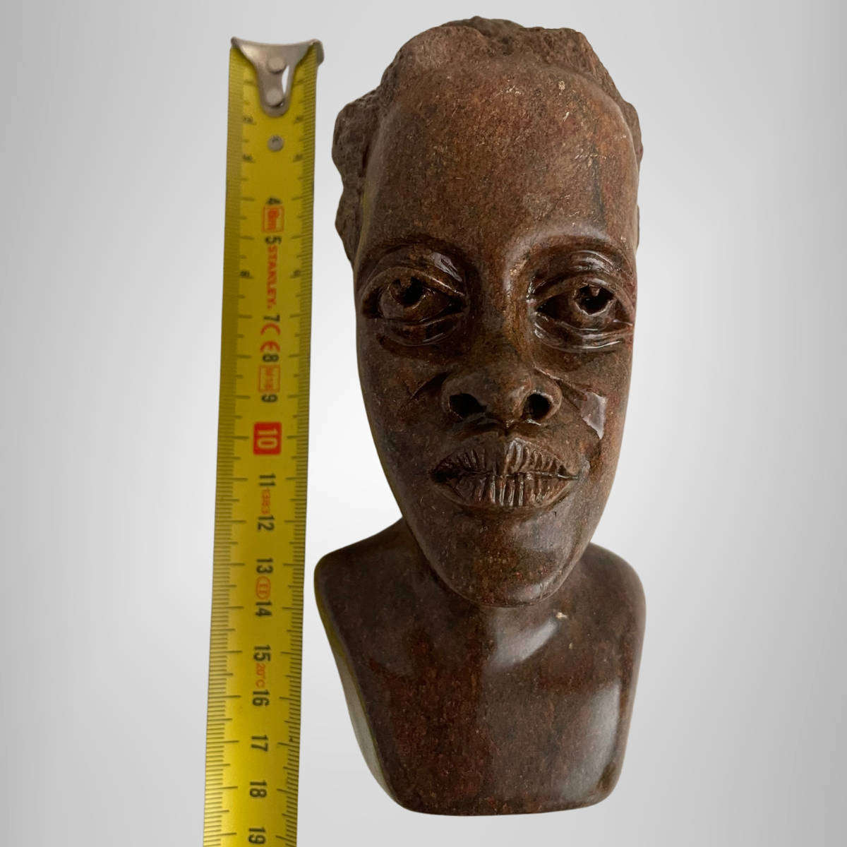 Heavy Vintage African Soapstone Bust  Hand-Carved Female Figure  17 cm  Heavy and Detailed