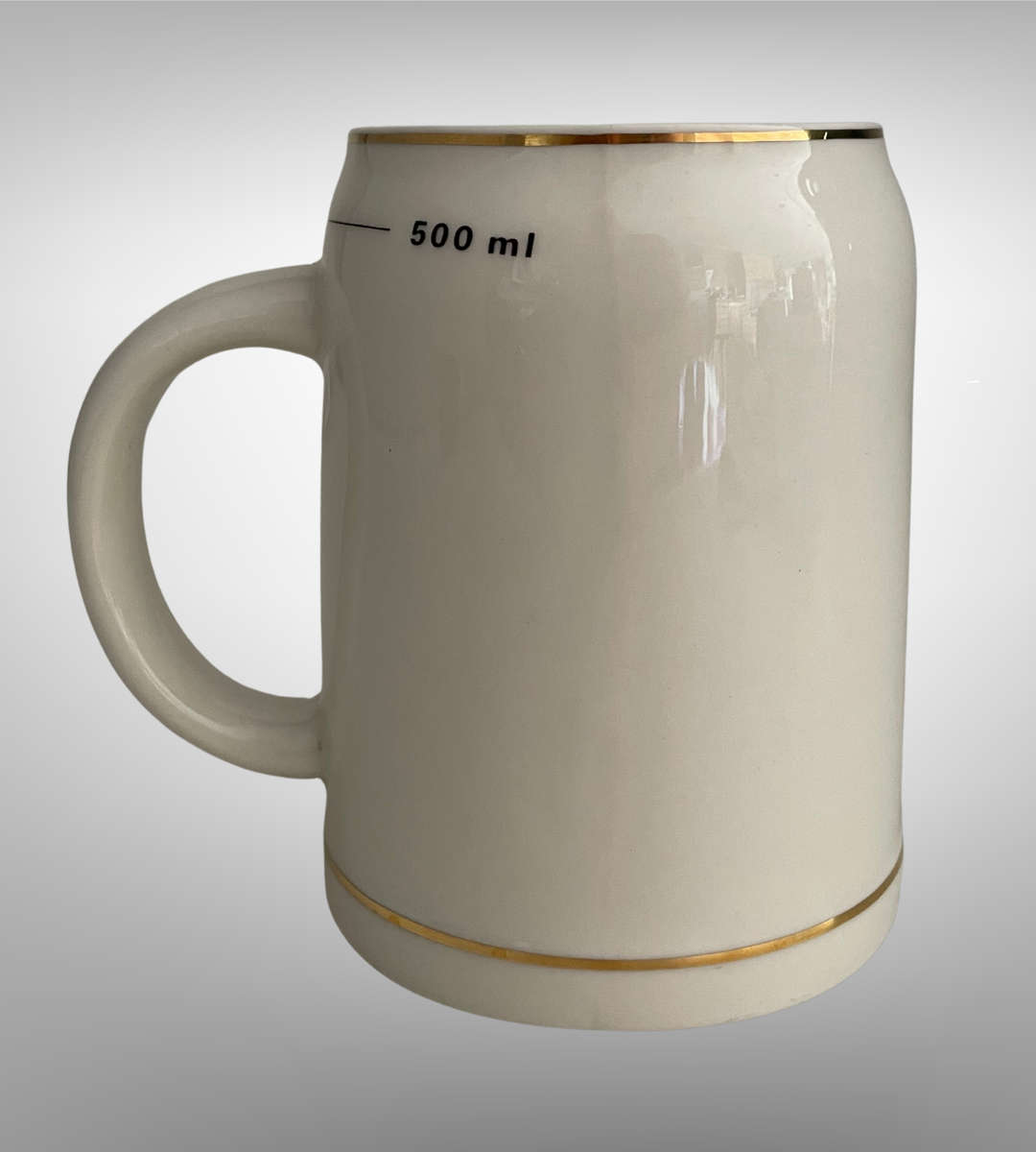 Vintage Continental China South Africa Ceramic Beer Mug  Jolly Roger Pirate Skull, Gold Trim, 500ml