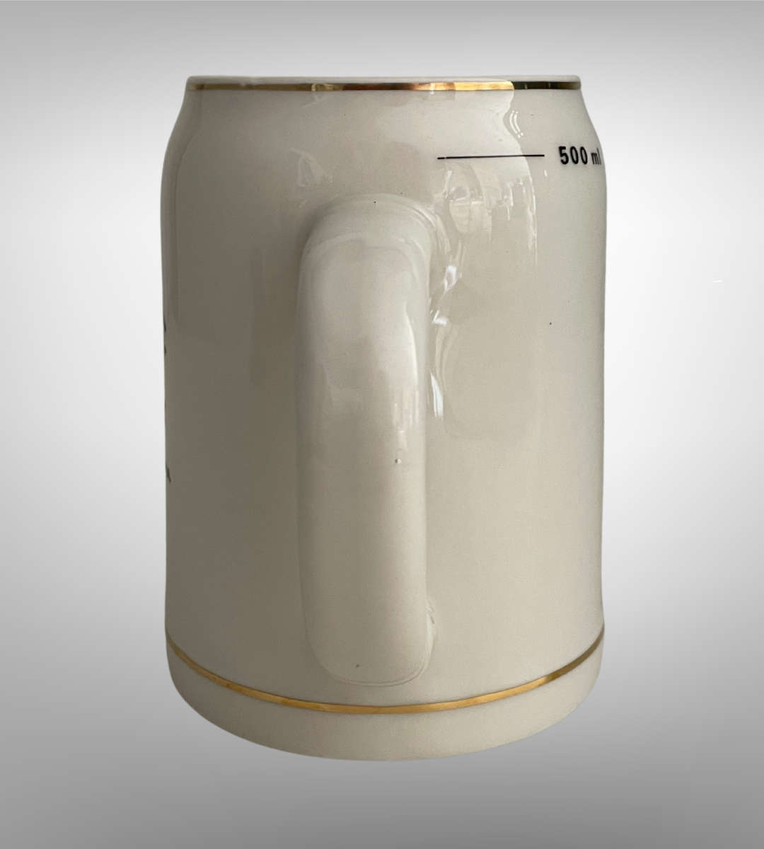 Vintage Continental China South Africa Ceramic Beer Mug  Jolly Roger Pirate Skull, Gold Trim, 500ml