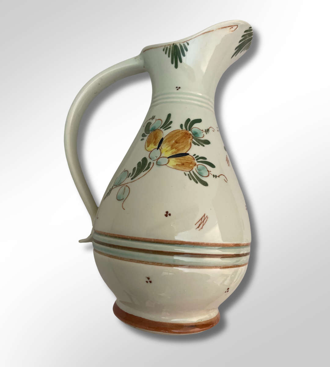 Delft Blue Hand-Painted Faience Polychrome Jug & Plate 2 piece Set  Signed, Made in Holland