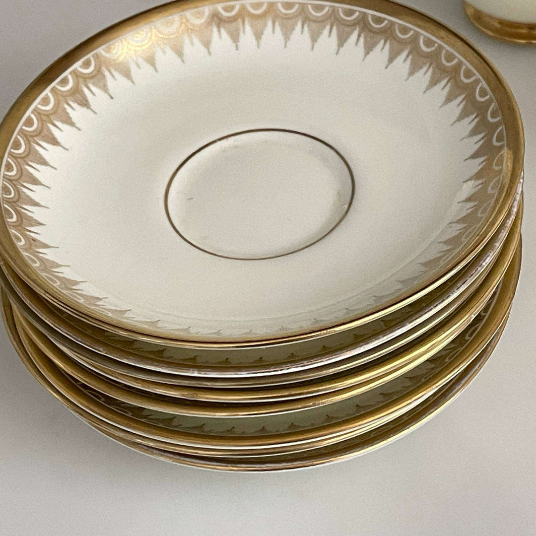 Vintage Art Deco Plant Tuscan China Tea Set  22K Gold Gilded  Circa 1936+  Made in England  23 P