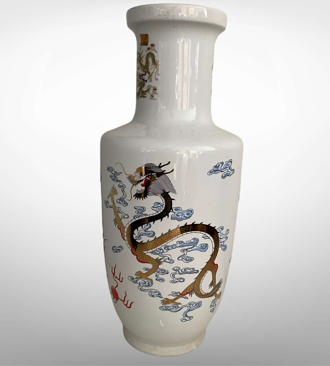Huge 47cm Chinese Golden Dragon Porcelain Vase  5-Clawed Design