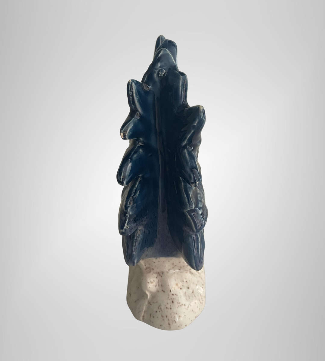 Vintage 1960s Blue & White Ceramic Rooster Ornament  15cm High