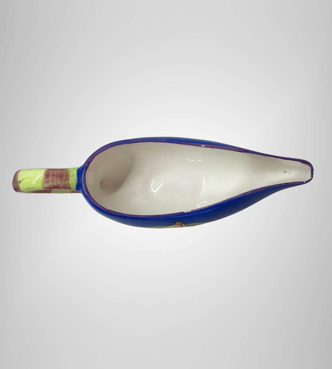 4-Piece Hand Painted Kitchenware Set  Blue & Yellow Lemons  Spoon Rest, Gravy Boat, Salt & Pepper