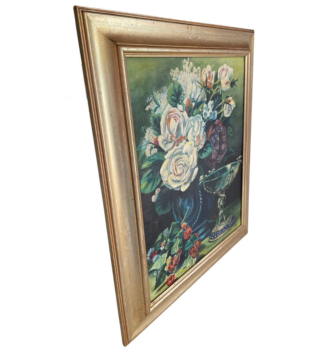 Eleni (2000) 'Cupid's Goblet' Floral Still Life - Oil on Canvas - Framed - 53.5 x 64cm