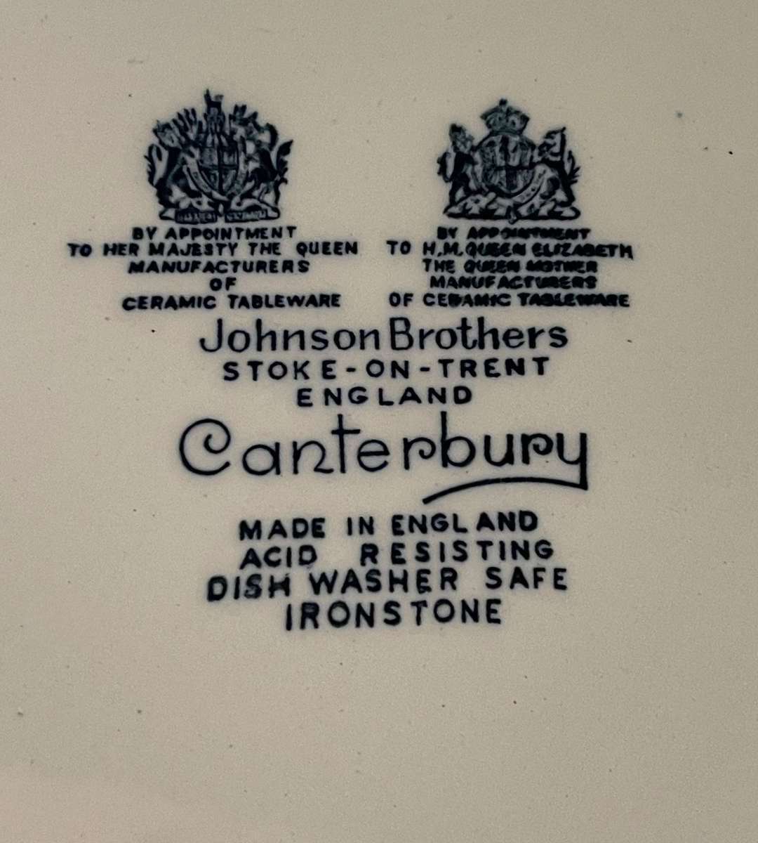 Johnson Brothers England Canterbury Plate | Blue & White Octagonal | 1794 Scene