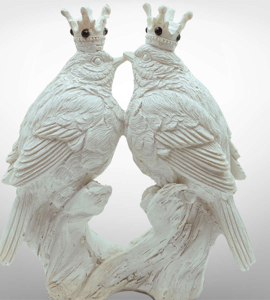 Clearance - Crowned Lovebirds Figurine | Romantic Wedding Gift | 16cm