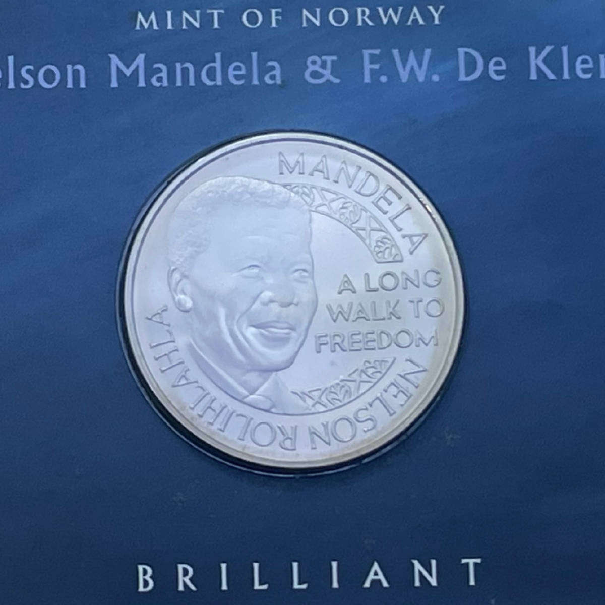 2008 Mint of Norway Nelson Mandela & F.W. De Klerk Commemorative Coin  Brilliant Uncirculated
