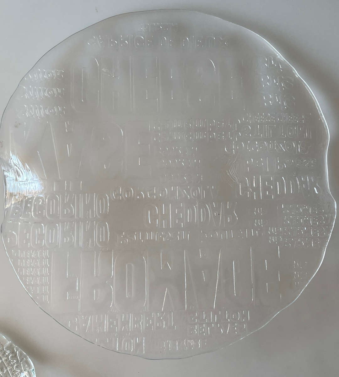 Pair of Vintage Clear Pressed Glass Fromage Cheese Platters | Mid-Century Style | No Chips or Cracks